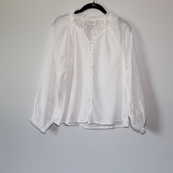 Cleobella Anthropologie Antonia Button Peasant Blouse White Boho Small H13419 - Picture 7 of 11